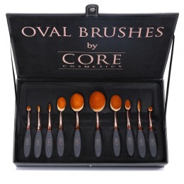 Oval Brushes Rose Gold 10 Set Brushes Box